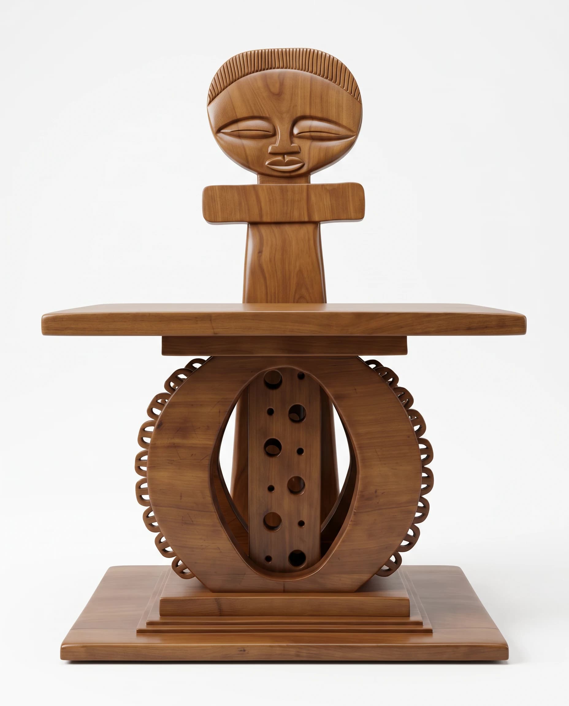Sculpture en bois sculpté à la main, motifs ivoiriens — atelier Niamien